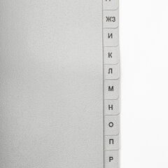 Разделитель пластиковый BRAUBERG, А4, 20 листов, алфавитный А-Я, оглавление, серый, РОССИЯ, 225601