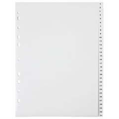 Разделитель пластиковый ОФИСМАГ, А4, 31 лист, цифровой 1-31, оглавление, серый, РОССИЯ, 225605