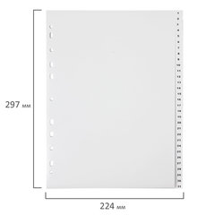 Разделитель пластиковый ОФИСМАГ, А4, 31 лист, цифровой 1-31, оглавление, серый, РОССИЯ, 225605