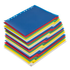 Разделитель пластиковый широкий BRAUBERG А4+, 20 листов, алфавитный А-Я, оглавление, цветной, 225627