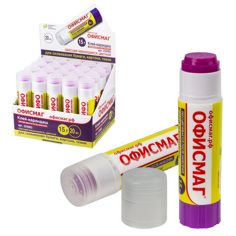Клей-карандаш ОФИСМАГ 15 г, обесцвечивающийся после высыхания, 225963 - фото 2