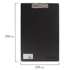 Доска-планшет ОФИСМАГ с прижимом А4 (230&times;350 мм), картон/<wbr/>ПВХ, РОССИЯ, ЧЕРНАЯ, 225986
