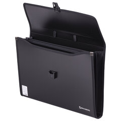 Папка-портфель пластиковая BRAUBERG ПРЕЗИДЕНТ А4 (390&times;260&times;40 мм), 3 отделения, черная, РОССИЯ, 226022
