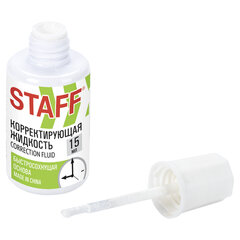 Корректирующая жидкость STAFF &laquo;Basic&raquo;, быстросохнущая, 15 мл, с кисточкой, 226055