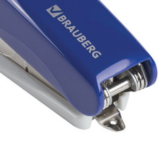 Степлер №10 BRAUBERG &laquo;Germanium&raquo;, до 12 листов, с антистеплером, синий, ГАРАНТИЯ 5 ЛЕТ, 226569