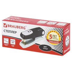 Степлер №24/<wbr/>6, 26/<wbr/>6 BRAUBERG &laquo;Germanium&raquo;, до 20 листов, черный, ГАРАНТИЯ 5 ЛЕТ, 226580