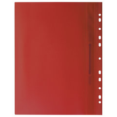 Скоросшиватель пластиковый с перфорацией BRAUBERG, А4, 140/<wbr/>180 мкм, красный, 226582