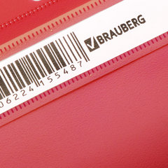 Скоросшиватель пластиковый с перфорацией BRAUBERG, А4, 140/<wbr/>180 мкм, красный, 226582