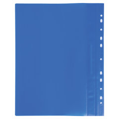 Скоросшиватель пластиковый с перфорацией BRAUBERG, А4, 140/<wbr/>180 мкм, синий, 226583