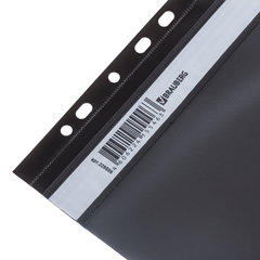 Скоросшиватель пластиковый с перфорацией BRAUBERG, А4, 140/<wbr/>180 мкм, черный, 226586