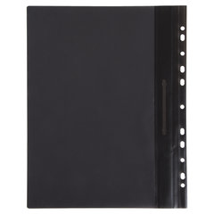 Скоросшиватель пластиковый с перфорацией BRAUBERG, А4, 140/<wbr/>180 мкм, черный, 226586