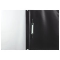 Скоросшиватель пластиковый с перфорацией BRAUBERG, А4, 140/<wbr/>180 мкм, черный, 226586