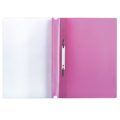 Скоросшиватель пластиковый с перфорацией BRAUBERG, А4, 140/<wbr/>180 мкм, розовый, 226588