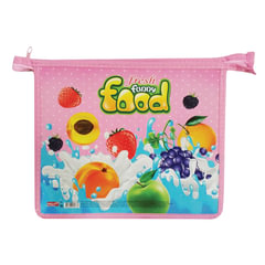 Папка для тетрадей, А5, ламинат с цветной печатью, молния сверху, для девочек, "Фрукты"