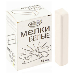 Мел белый квадратный 12 штук, АЛГЕМ, картонная упаковка, НМБ-12