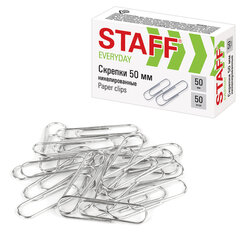Изображение товара Большие никелированные скрепки STAFF EVERYDAY 50 мм, 50 шт. в картонной коробке