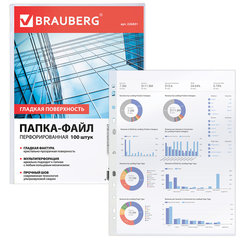 Папки-файлы перфорированные, А4, BRAUBERG &laquo;STANDARD&raquo;, комплект 100 шт., гладкие, 45 мкм, 226831