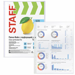 Папки-файлы перфорированные, А4, STAFF &laquo;ЭКОНОМ&raquo;, КОМПЛЕКТ 100 шт., матовые, 45 мкм, 226832