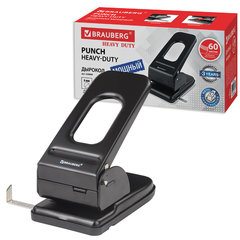 Дырокол металлический МОЩНЫЙ BRAUBERG &laquo;Heavy duty&raquo;, до 60 л., черный, 226868