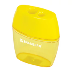 Точилка BRAUBERG &laquo;Diamond Dual&raquo;, 2 отверстия для чернографитных карандашей (в том числе утолщенных), с контейнером, ассорти, 226941