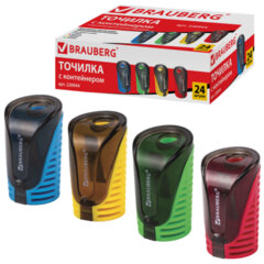 Изображение товара Точилка BRAUBERG Cell с контейнером, пластиковая, ассорти