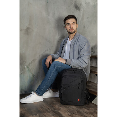 Рюкзак GERMANIUM "S-09" универсальный, с отделением для ноутбука, уплотненная спинка, черный, 44х30х14 см, 226956