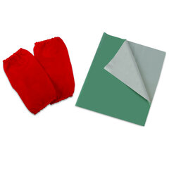 Набор для уроков труда ПИФАГОР: клеёнка ПВХ зеленая, 69&times;40 см, нарукавники красные, 227059