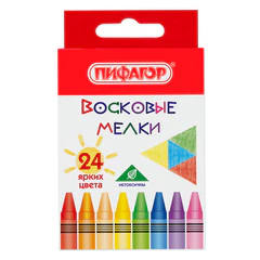 Восковые мелки ПИФАГОР &laquo;СОЛНЫШКО&raquo;, НАБОР 24 цвета, 227281