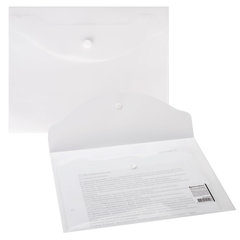 Папка-конверт с кнопкой МАЛОГО ФОРМАТА (240&times;190 мм), А5, матовая прозрачная, 0,18 мм, BRAUBERG, 227314