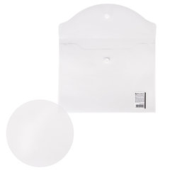 Папка-конверт с кнопкой МАЛОГО ФОРМАТА (240&times;190 мм), А5, матовая прозрачная, 0,18 мм, BRAUBERG, 227314