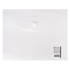 Папка-конверт с кнопкой МАЛОГО ФОРМАТА (240&times;190 мм), А5, матовая прозрачная, 0,18 мм, BRAUBERG, 227314