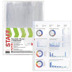 Папки-файлы перфорированные А4 STAFF &laquo;ЭКОНОМ&raquo;, КОМПЛЕКТ 100 шт., гладкие, 22 &mdash; 25 мкм, 227374