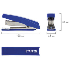 Степлер №10 STAFF &laquo;Basic&raquo;, до 10 листов, с антистеплером, синий, 227405