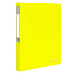 Изображение товара Папка на 2 кольцах BRAUBERG Neon 25 мм А4 желтая пластиковая для документов