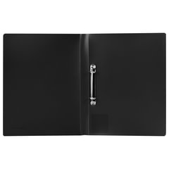 Папка на 2 кольцах BRAUBERG &laquo;Office&raquo;, 25 мм, черная, до 170 листов, 0,5 мм, 227495