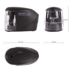 Точилка электрическая BRAUBERG &laquo;ORIGINAL&raquo;, питание 220 В/<wbr/>4 батарейки АА, фрезерный механизм, 227565