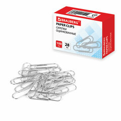 Изображение товара Скрепки BRAUBERG 28 мм оцинкованные 100 шт в коробке для документов