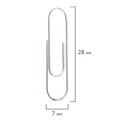 Скрепки BRAUBERG, 28 мм, оцинкованные, 100 шт., в картонной коробке, 227583