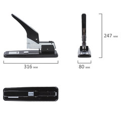Степлер МОЩНЫЙ №24/<wbr/>6-23/<wbr/>24 металлический BRAUBERG &laquo;Heavy duty&raquo;, до 200 листов, черный, 227660