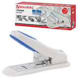 Степлер МОЩНЫЙ №24/6-23/15 BRAUBERG "Heavy duty PRO", до 100 листов, эргономичный, серо-синий, 227661