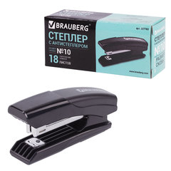 Степлер №10 BRAUBERG &laquo;Black Jack&raquo;, до 18 листов, антистеплер, черный, 227763