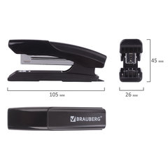 Степлер №10 BRAUBERG &laquo;Black Jack&raquo;, до 18 листов, антистеплер, черный, 227763