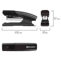 Степлер №24/<wbr/>6, 26/<wbr/>6 BRAUBERG &laquo;Black Jack&raquo;, до 20 листов, антистеплер, черный, 227764