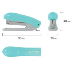 Степлер №10 BRAUBERG &laquo;Original&raquo;, до 12 листов, с антистеплером, бирюзовый, 227765