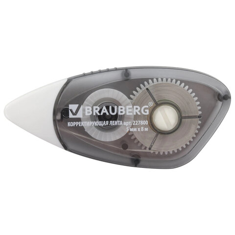 Корректирующая лента BRAUBERG BLACK&WHITE 5 мм х 8 м, корпус черный тонированный, механизм перемотки