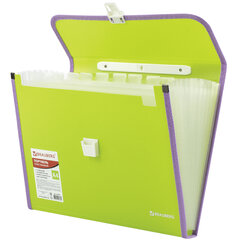 Папка-портфель пластиковая BRAUBERG &laquo;JOY&raquo;, А4 (330&times;245&times;35 мм), 13 отделений, с окантовкой, салатовая, 227974