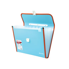 Папка-портфель пластиковая BRAUBERG &laquo;JOY&raquo;, А4 (330&times;245&times;35 мм), 13 отделений, с окантовкой, бирюзовая, 227976