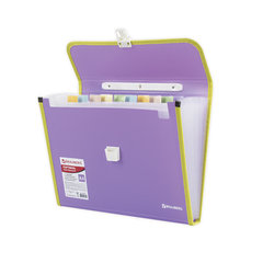 Папка-портфель пластиковая BRAUBERG &laquo;JOY&raquo;, А4 (330&times;245&times;35 мм), 13 отделений, с окантовкой, фиолетовая, 227977