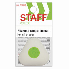 Ластик STAFF &laquo;College&raquo; PE-068, 35&times;35&times;10 мм, треугольный, салатовый пластиковый держатель, 228068