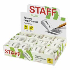 Ластик STAFF &laquo;College&raquo; PE-070, 38&times;22&times;16 мм, в форме капли, цвет белый, 228070